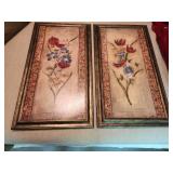 Pair of Floral Wall Art with Gold Frames