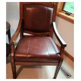 Wood-Framed Accent Chair with Leather Upholstery