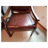 Wood-Framed Accent Chair with Leather Upholstery