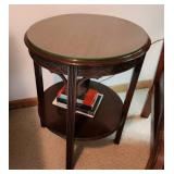 Vintage Wooden Side Table with Glass Top