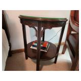 Vintage Wooden Side Table with Glass Top