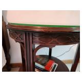 Vintage Wooden Side Table with Glass Top