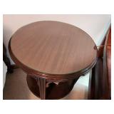 Vintage Wooden Side Table with Glass Top