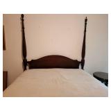 Four-Poster Mahogany Queen Bed Frame with Head and Footboards