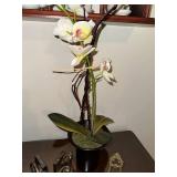 Set of Decorative Bronze Bookends, Brass Easel and Wooden Letter Opener with Decorative Plant