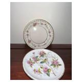 Collection of 12 Vintage Decorative Porcelain Butter Chip Pat Plates with Floral Designs