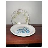 Collection of 12 Vintage Decorative Porcelain Butter Chip Pat Plates with Floral Designs