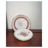 Collection of 12 Vintage Decorative Porcelain Butter Chip Pat Plates with Floral Designs