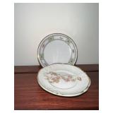 Collection of 12 Vintage Decorative Porcelain Butter Chip Pat Plates with Floral Designs