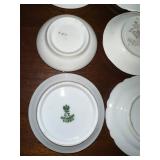 Collection of 12 Vintage Decorative Porcelain Butter Chip Pat Plates with Floral Designs