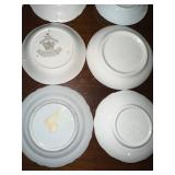 Collection of 12 Vintage Decorative Porcelain Butter Chip Pat Plates with Floral Designs