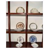 Collection of 10 Vintage Decorative Porcelain Butter Chip Pat Plates with Various Patterns