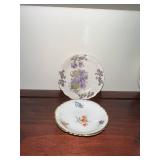 Collection of 10 Vintage Decorative Porcelain Butter Chip Pat Plates with Various Patterns