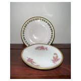 Collection of 10 Vintage Decorative Porcelain Butter Chip Pat Plates with Various Patterns