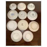 Collection of 10 Vintage Decorative Porcelain Butter Chip Pat Plates with Various Patterns