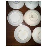 Collection of 10 Vintage Decorative Porcelain Butter Chip Pat Plates with Various Patterns