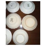 Collection of 10 Vintage Decorative Porcelain Butter Chip Pat Plates with Various Patterns
