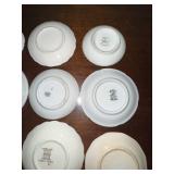Collection of 10 Vintage Decorative Porcelain Butter Chip Pat Plates with Various Patterns