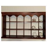 Set of 10 Vintage Decorative Porcelain Butter Chip Pat Plates with Floral Designs and Display Shelf