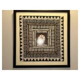 Framed Original Tribal Design Tapa Cloth (Masi) Artwork Made and Purchased in Fiji
