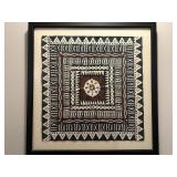 Framed Original Tribal Design Tapa Cloth (Masi) Artwork Made and Purchased in Fiji
