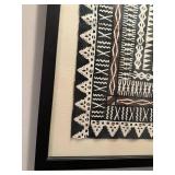 Framed Original Tribal Design Tapa Cloth (Masi) Artwork Made and Purchased in Fiji