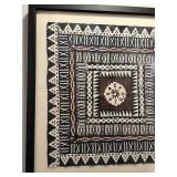 Framed Original Tribal Design Tapa Cloth (Masi) Artwork Made and Purchased in Fiji