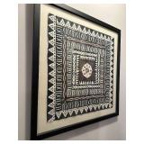 Framed Original Tribal Design Tapa Cloth (Masi) Artwork Made and Purchased in Fiji