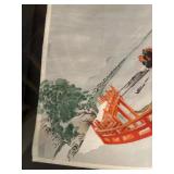 Framed Set of 2 Vintage Embroidered Silk Artworks - Geisha Motifs