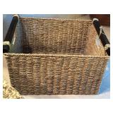 Rectangular Handwoven Seagrass Basket with Wooden Handles