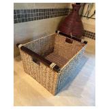 Rectangular Handwoven Seagrass Basket with Wooden Handles