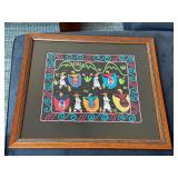Framed Set of 2 Colorful Embroidered Artworks
