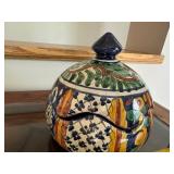 Colorful Talavera Ceramic Lidded Jar with Floral Design