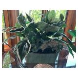 Artificial Plant Arrangement in Green Ceramic Planter