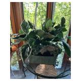 Artificial Plant Arrangement in Green Ceramic Planter