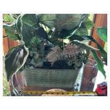 Artificial Plant Arrangement in Green Ceramic Planter