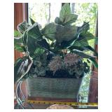 Artificial Plant Arrangement in Green Ceramic Planter