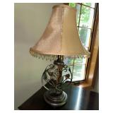 Decorative Table Lamp with Bird Design and Beaded Shade