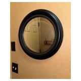 Black Round Wall Mirror with Decorative Frame