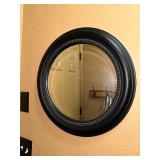 Black Round Wall Mirror with Decorative Frame
