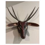 Set of 3 Hand Carved Antique Wooden Animal Masks from Mexico - Wolf, Antelop, and Bird and Mascaras Book