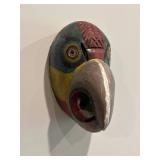 Set of 3 Hand Carved Antique Wooden Animal Masks from Mexico - Wolf, Antelop, and Bird and Mascaras Book