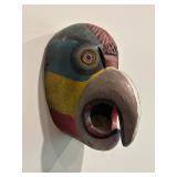 Set of 3 Hand Carved Antique Wooden Animal Masks from Mexico - Wolf, Antelop, and Bird and Mascaras Book