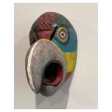 Set of 3 Hand Carved Antique Wooden Animal Masks from Mexico - Wolf, Antelop, and Bird and Mascaras Book