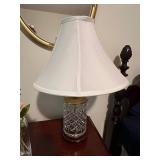 Vintage Crystal Table Lamp with Fabric Shade