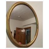 Vintage Oval Wall Mirror with Gold Ornate Frame