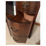 Vintage Wooden Vanity Desk with Glass Top and Six Drawers