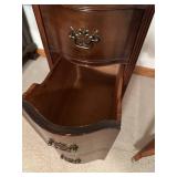 Vintage Wooden Vanity Desk with Glass Top and Six Drawers