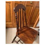 Wooden Windsor-Style Chair with Turned Spindle Back