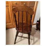 Wooden Windsor-Style Chair with Turned Spindle Back